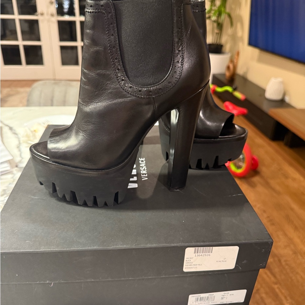 Versus Versace Black Platform Heeled Boots